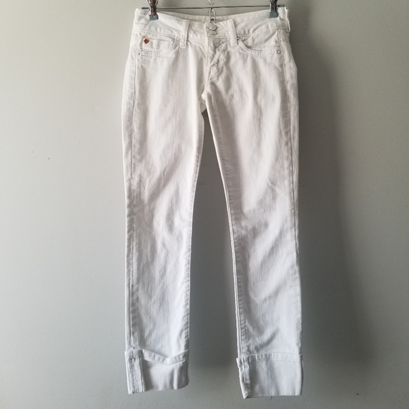 Hudson Ginny Crop Straight Cuffed White Jeans 24 - Picture 2 of 12